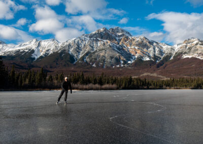 Skating Pyramid Lake - Explore Jasper